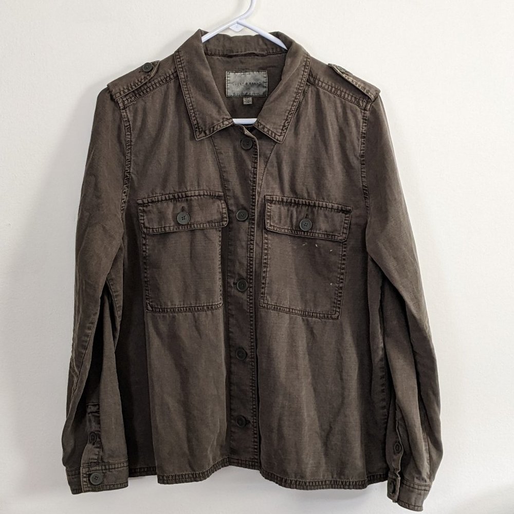 LUCKY BRAND Military-Inspired Lightweight Jacket/Button-Down, Size L
